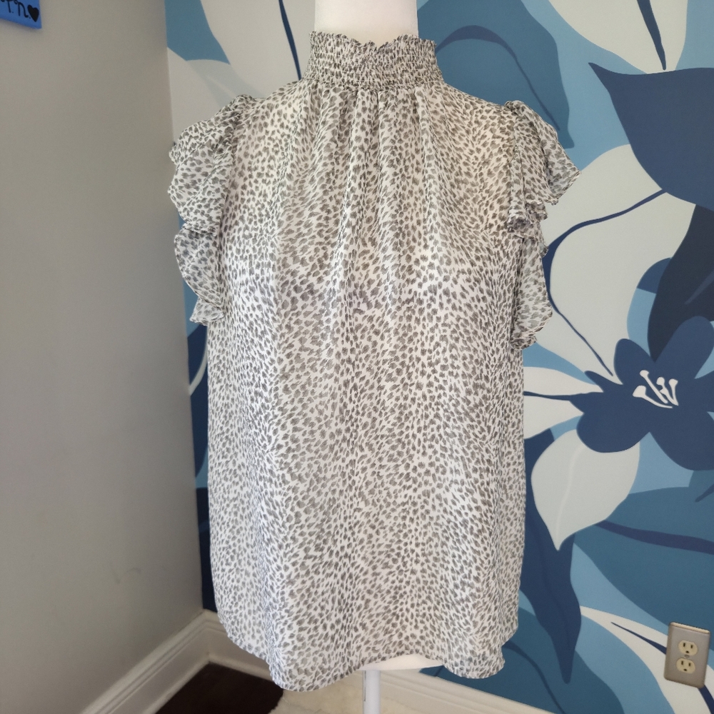 1. State Cream Ruffled Cap Sleeve Blouse